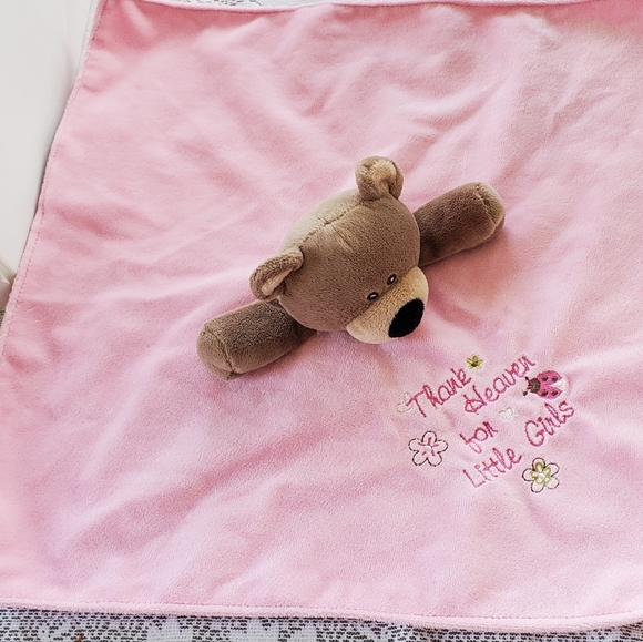 Baby Starters Thank Heaven For Little Girls Teddy Bear Lovey Security Blanket - Picture 3 of 6